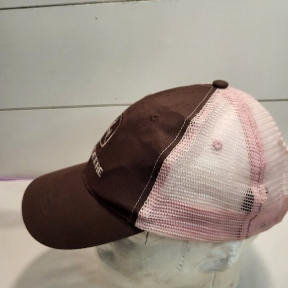 John Deere Pink Brown Hat Snapback Baseball Vintage Cap Dad Trucker - Picture 4 of 12